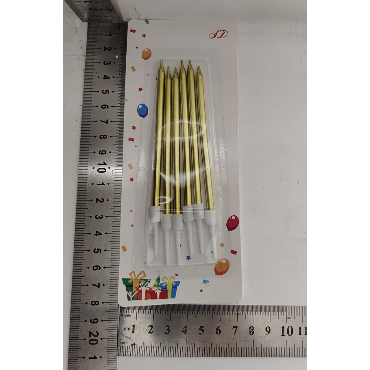 Set 6 Lumanari de Tort, Flippy, din Parafina, 11 x 0.4 cm, Lucioase, Auriu [6]