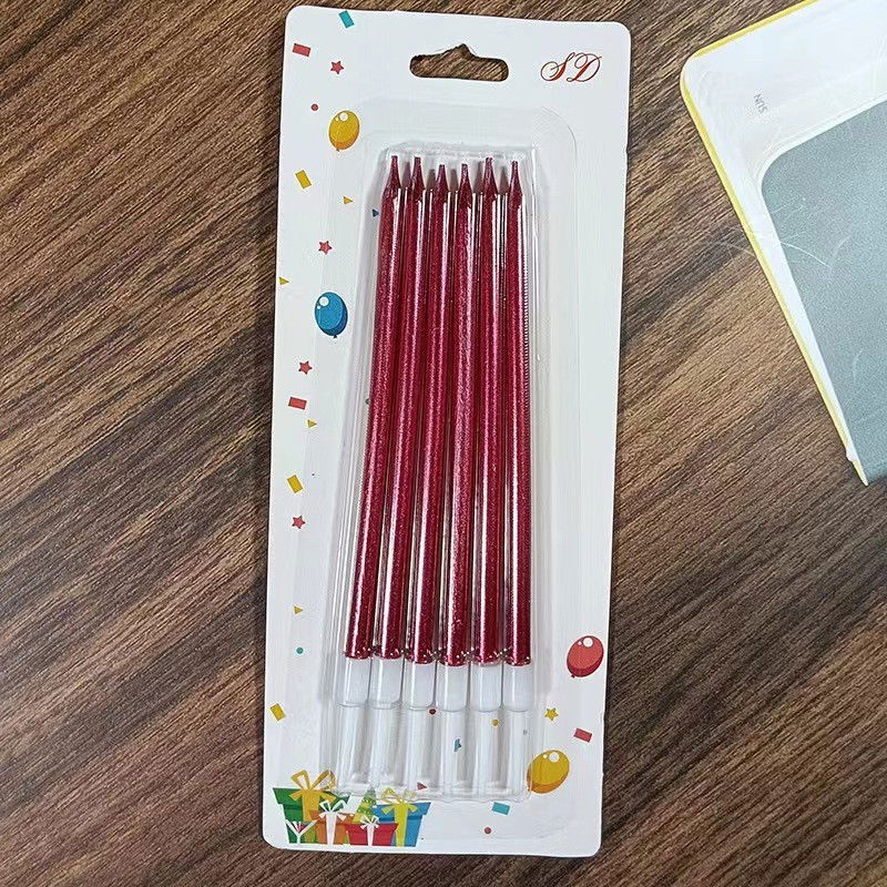 Set 6 Lumanari de Tort, Flippy, din Parafina, 11 x 0.4 cm, Lucioase, Rosu [6]