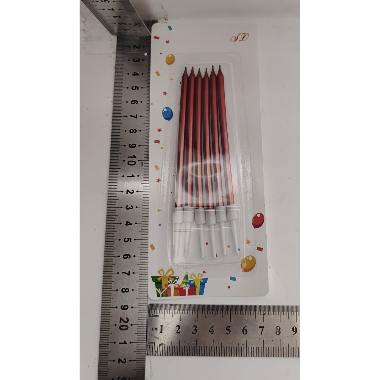 Set 6 Lumanari de Tort, Flippy, din Parafina, 11 x 0.4 cm, Lucioase, Rosu [4]