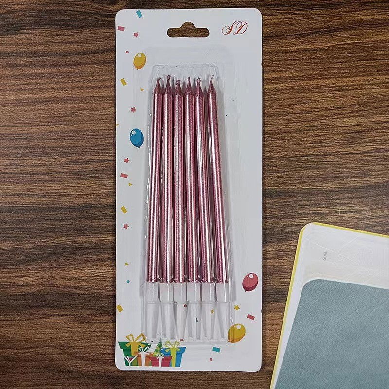 Set 6 Lumanari de Tort, Flippy, din Parafina, 11 x 0.4 cm, Lucioase, Roz Auriu [4]