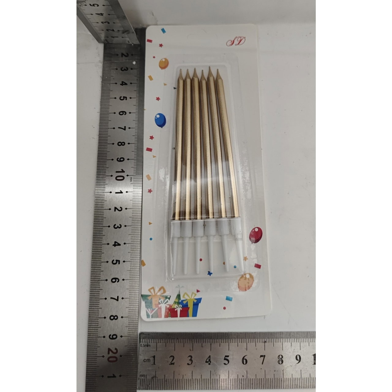 Set 6 Lumanari de Tort, Flippy, din Parafina, 11 x 0.4 cm, Lucioase, Sampanie [5]