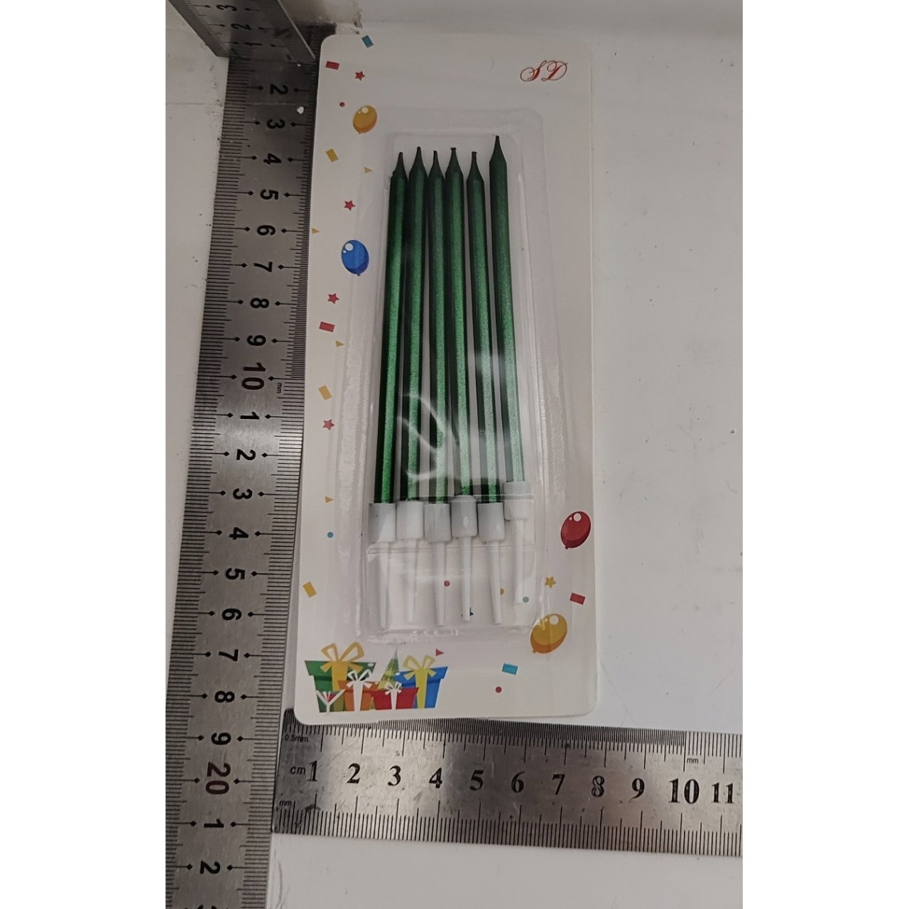 Set 6 Lumanari de Tort, Flippy, din Parafina, 11 x 0.4 cm, Lucioase, Verde [5]