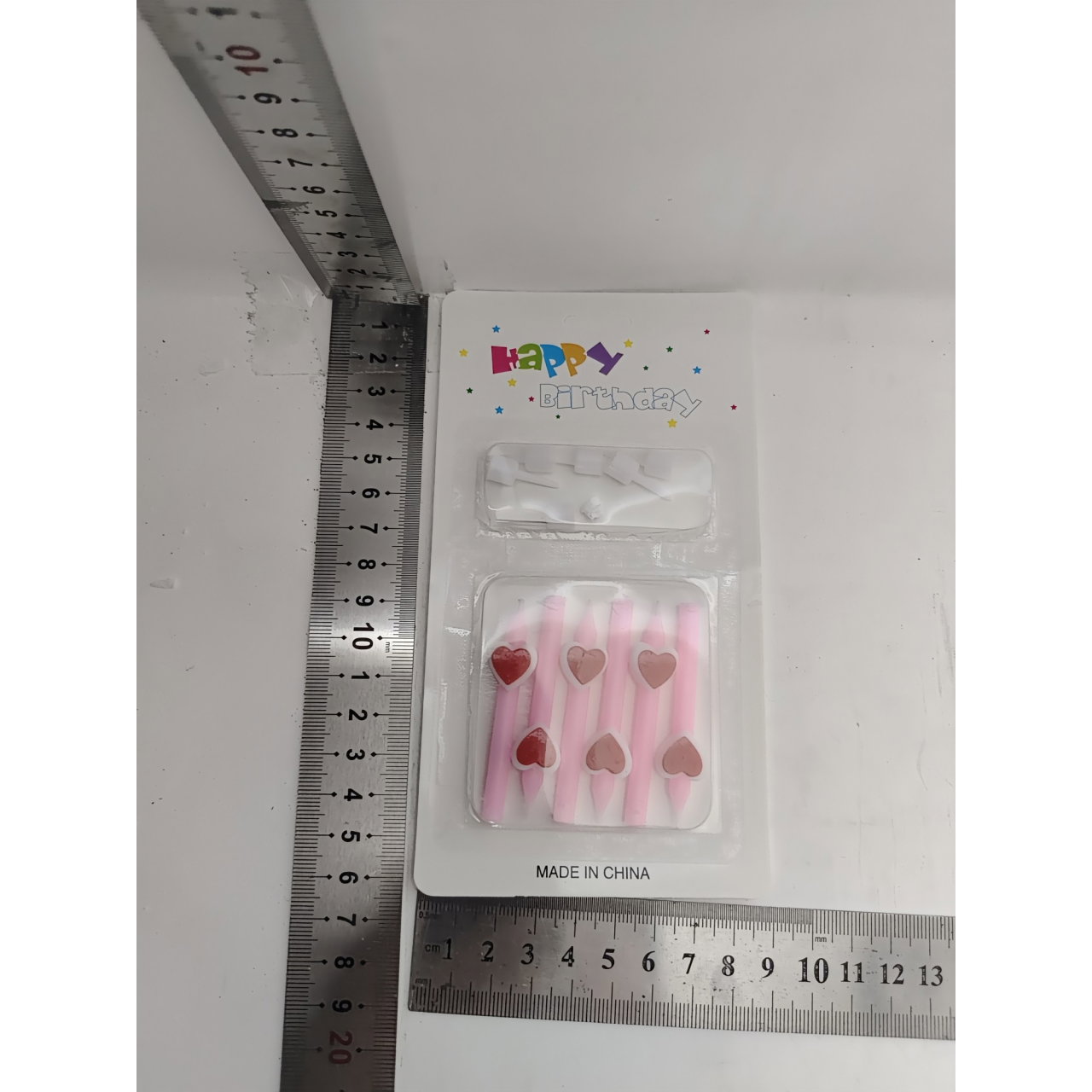 Set 6 Lumanari de Tort, Flippy, Model Creion cu Inimioare, 5.9 x 1.1 cm, din Ceara, Roz [7]