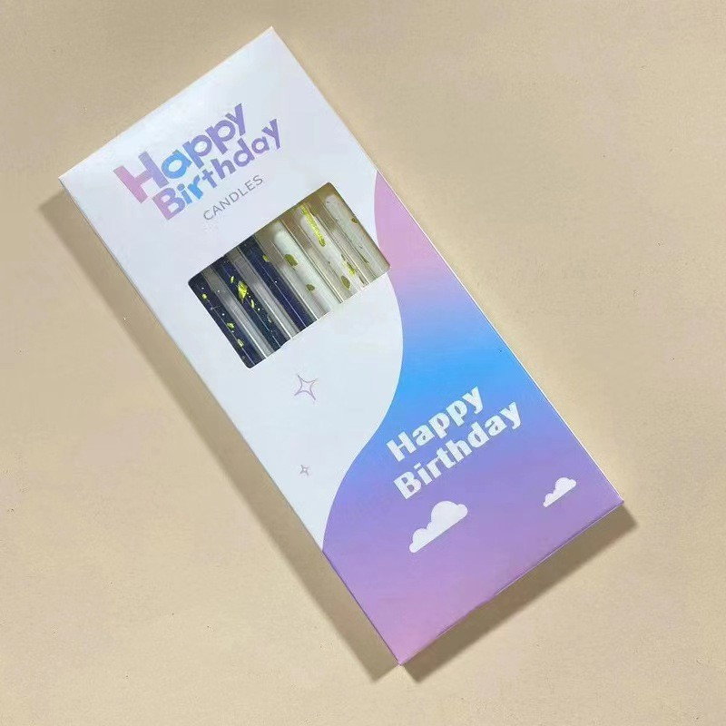 Set 6 Lumanari Lungi, Flippy, din Parafina, 10 x 0.5 cm, Happy Birthday, Alb/Negru [3]