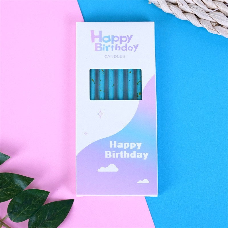 Set 6 Lumanari Lungi, Flippy, din Parafina, 10 x 0.5 cm, Happy Birthday, Albastru [3]
