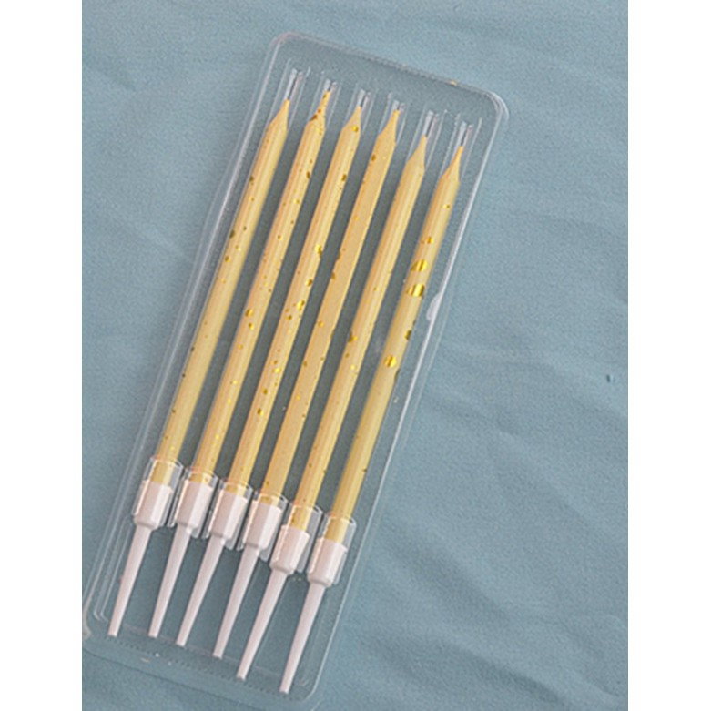 Set 6 Lumanari Lungi, Flippy, din Parafina, 10 x 0.5 cm, Happy Birthday, Bej [7]