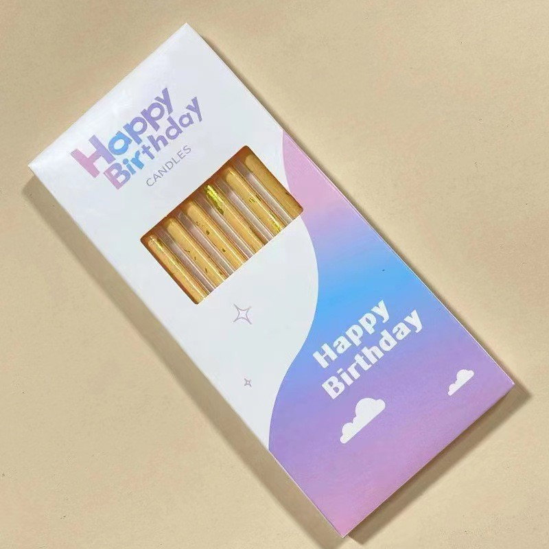 Set 6 Lumanari Lungi, Flippy, din Parafina, 10 x 0.5 cm, Happy Birthday, Bej [2]