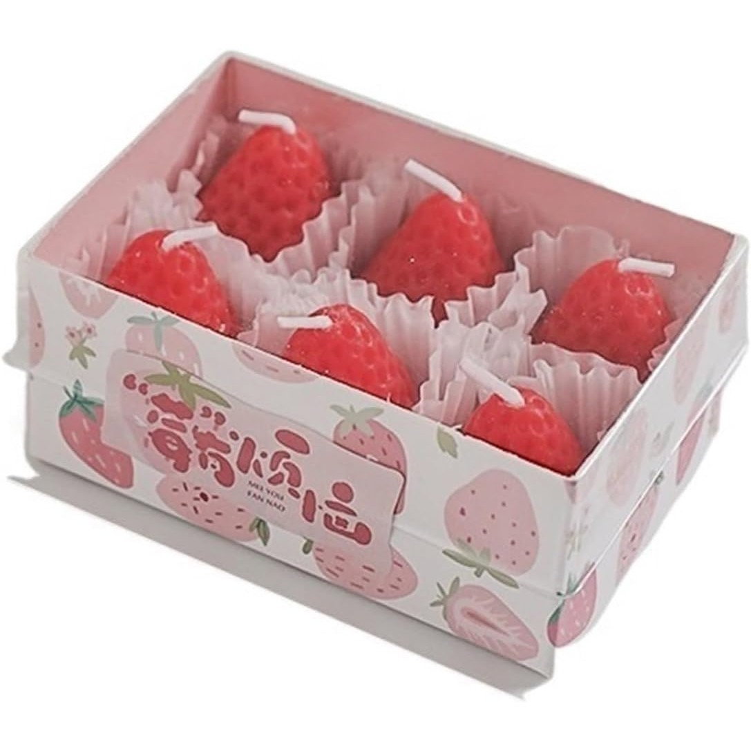 Set 6 Lumanari Parfumate, Flippy, Model Capsunici, Ardere 30 min, 78g, 6.3 x 9.3 x 3.8 cm, Rosu [1]