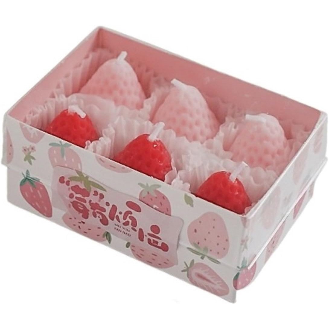 Set 6 Lumanari Parfumate, Flippy, Model Capsunici, Ardere 30 min, 78g, 6.3 x 9.3 x 3.8 cm, Roz/Rosu [1]