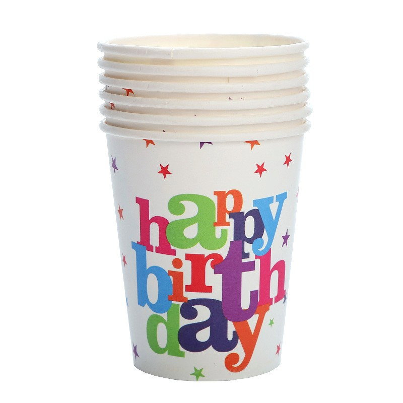 Set 6 Pahare de Carton, Flippy, Colectia Happy Birthday, 7 x 5 x 8.5 cm, 230 ml, Multicolor [1]