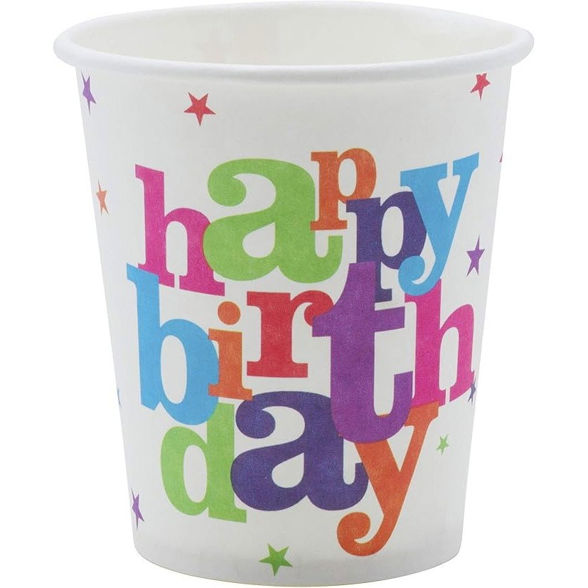 Set 6 Pahare de Carton, Flippy, Colectia Happy Birthday, 7 x 5 x 8.5 cm, 230 ml, Multicolor [3]