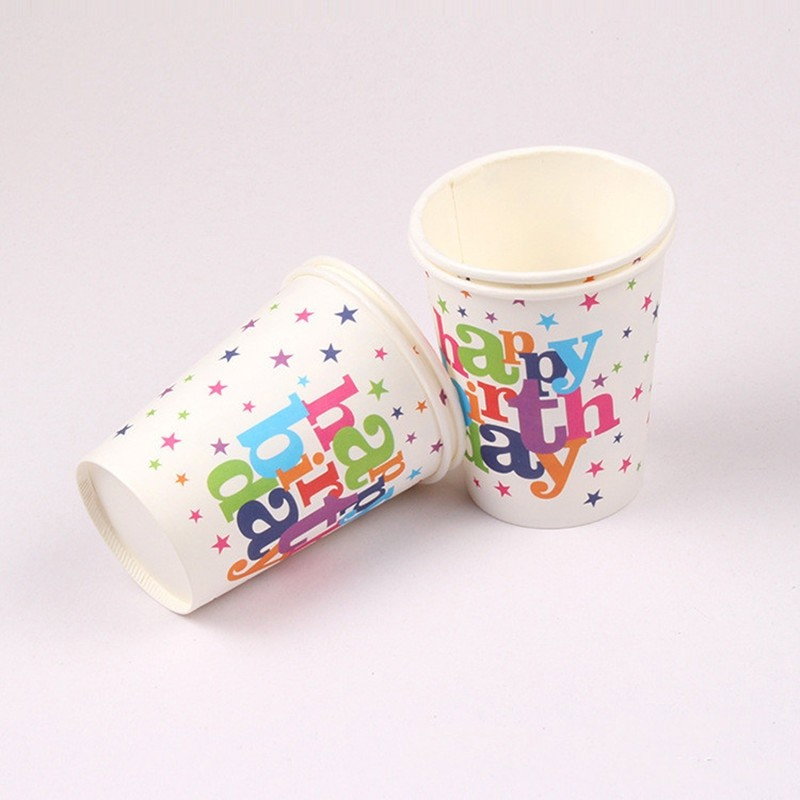 Set 6 Pahare, Flippy, Imprimeu Happy Birthday, din Carton, 7.5 x 7.8 cm, Multicolor [2]