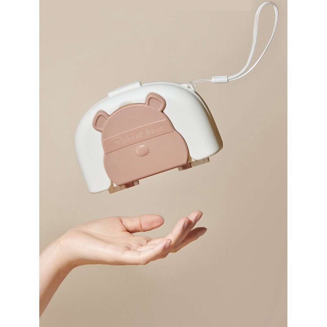 Set 7 Piese de Spalat/Uscat Biberoane, Flippy, Portabil, Peri de Silicon, pentru Tetine, Suzete, Biberoane, Paie, Cutie Inclusa, 16 x 11 x 5 cm, Model Ursulet, Maro [3]