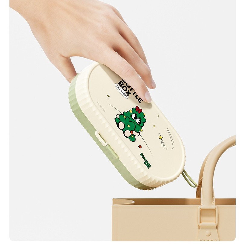 Set 7 Piese de Spalat/Uscat Biberoane, Flippy, Portabil, Peri de Silicon, pentru Tetine, Suzete, Biberoane, Paie, Cutie Inclusa, 20 x 9.5 cm, Verde [4]