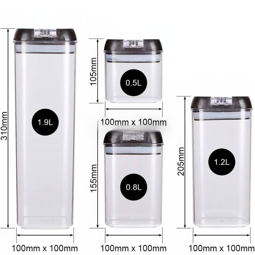 Set 7 Recipiente Organizare Alimente, Flippy, Inchidere Etansa, Etichete Reutilizabile, Cupe Masurare, 4 Dimensiuni Diferite, din Plastic Dur, Transparent [9]