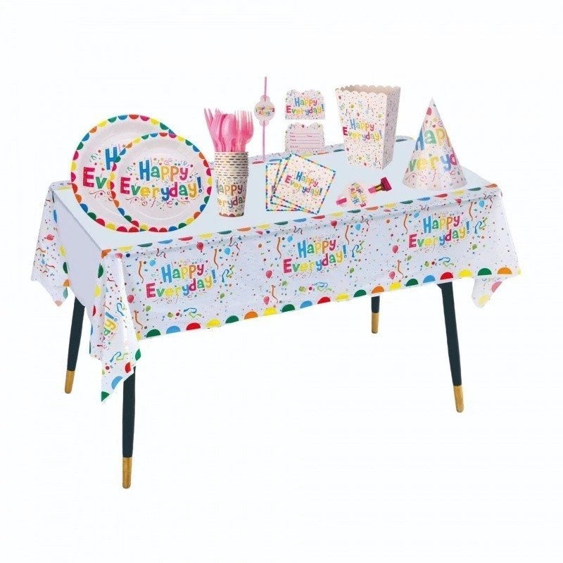 Set 9 Accesorii pentru Masa, Petrecere, Flippy, Model Happy Everyday, 78 buc, Multicolor [11]