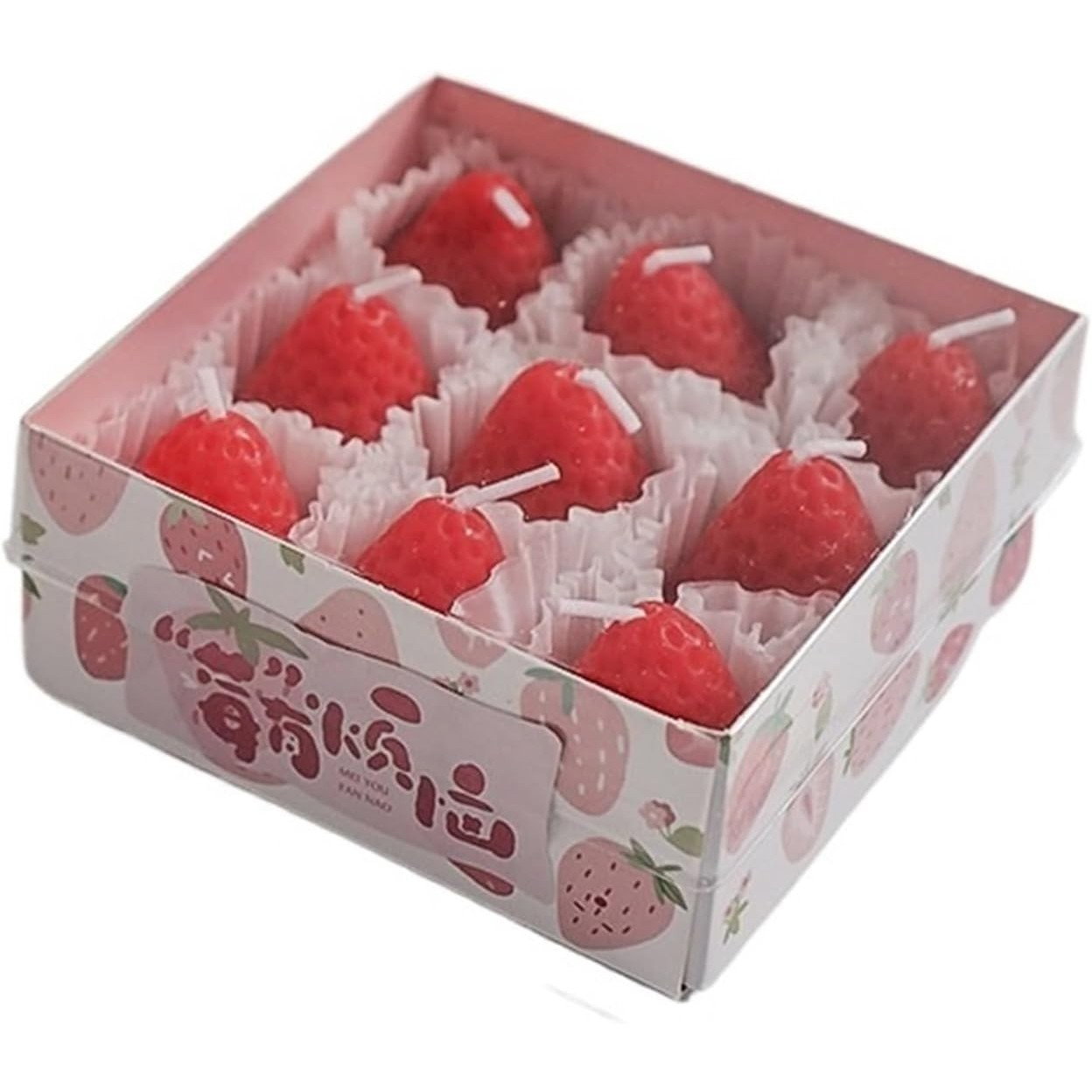 Set 9 Lumanari Parfumate, Flippy, Model Capsunici, Ardere 30 min, 117g, 9.3 x 9.3 x 3.8 cm, Rosu [1]