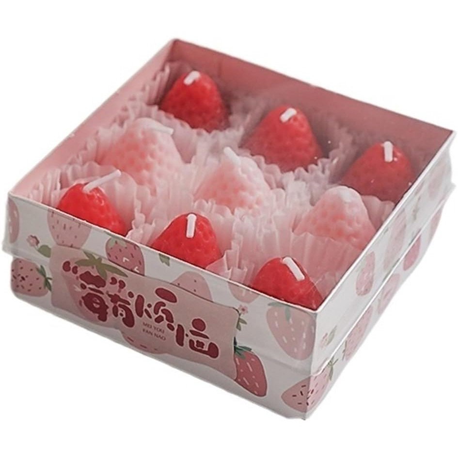 Set 9 Lumanari Parfumate, Flippy, Model Capsunici, Ardere 30 min, 117g, 9.3 x 9.3 x 3.8 cm, Roz/Rosu [1]