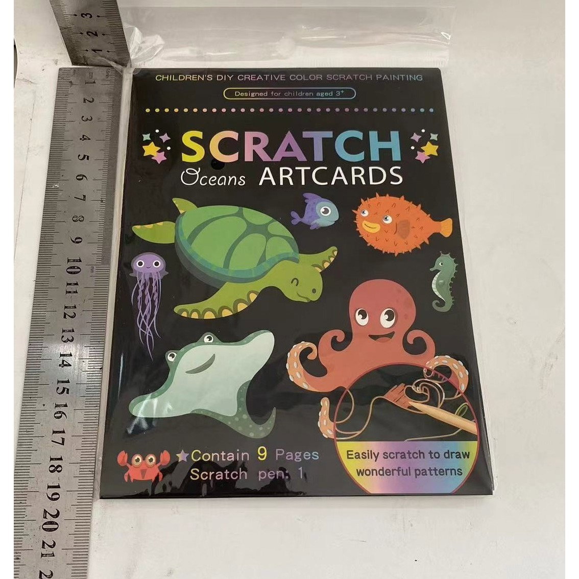 Set 9 Planse Razuibile, Flippy, Scratch ArtCards, +3 Ani, de Razuit si de Colorat, 19 x 14 cm, Model Ocean, Multicolor [2]