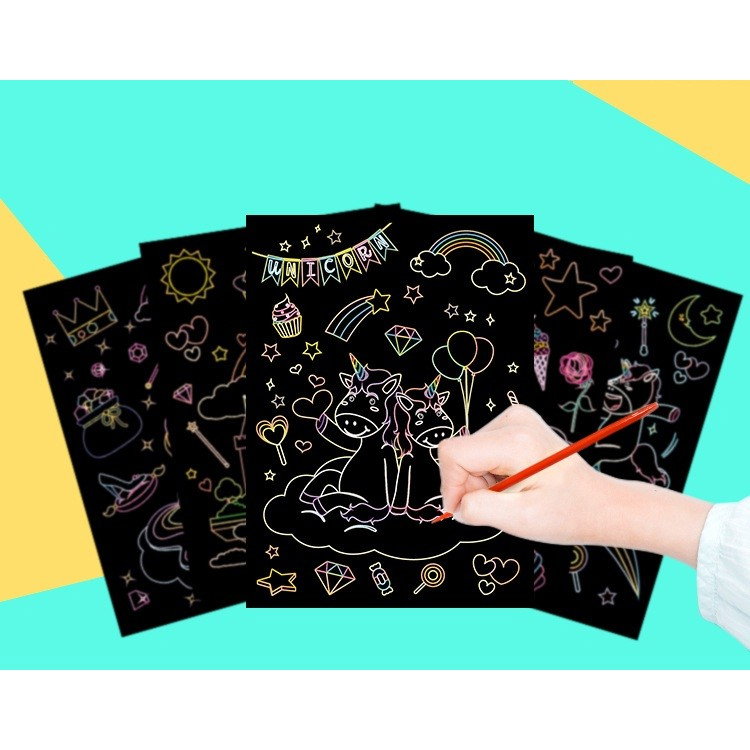 Set 9 Planse Razuibile, Flippy, Scratch ArtCards, +3 Ani, de Razuit si de Colorat, 19 x 14 cm, Model ZOO, Multicolor [5]