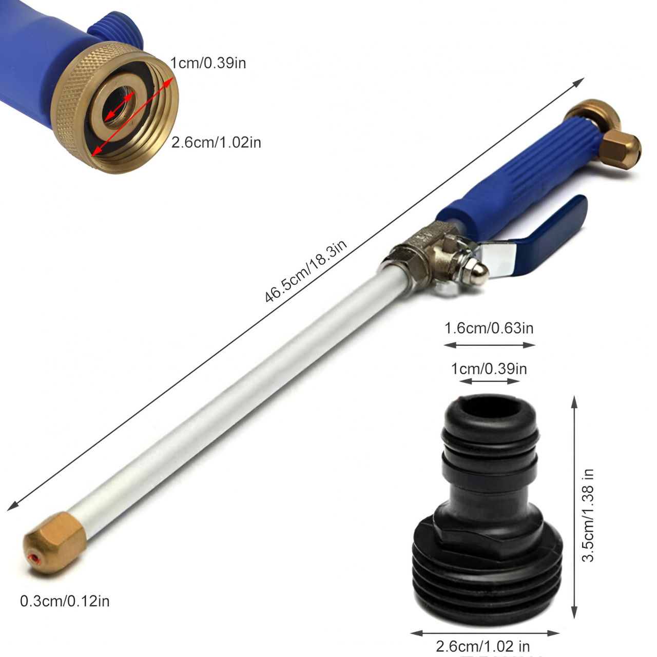 Set Accesoriu cu Presiune Reglabila, Flippy, pentru Furtun, cu Duze si Conector, Pulverizator de Apa, Tija de Stropit, 46.5 cm Lungime, Albastru [9]