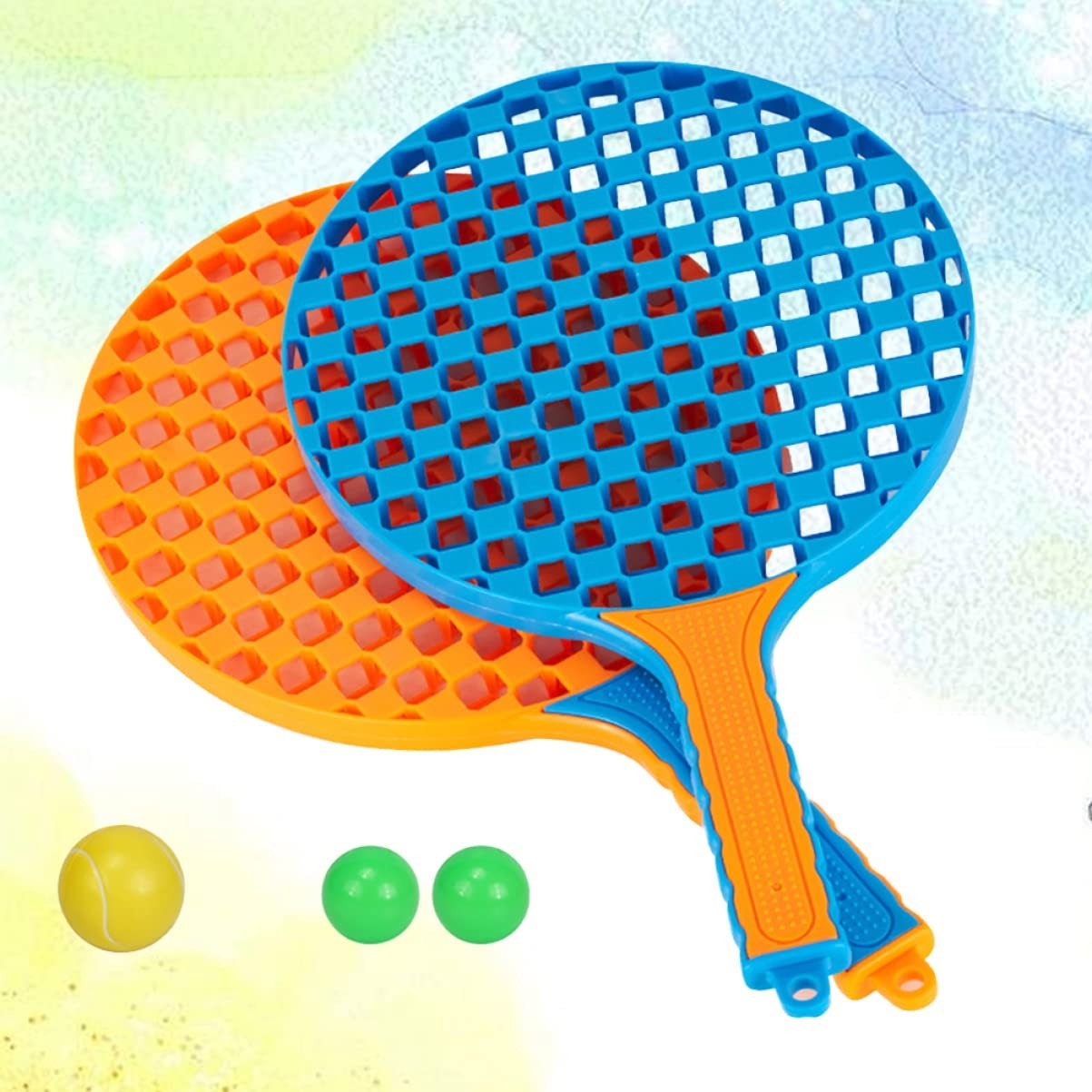 Set Badminton pentru Copii, Flippy, 2 Palete, 3 Mingi, Pentru Joaca si Antrenament, Albastru Portocaliu [2]
