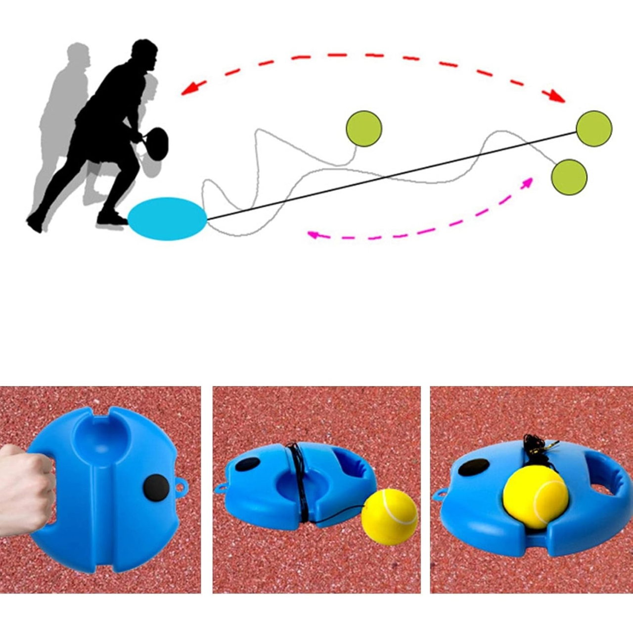 Set Badminton pentru Copii, Flippy, Doua Palete, Fluturas, 2 Mingi, Minge cu Elastic pentru Antrenament, Suport de Prindere Stabil, 41x23 cm, Albastru Portocaliu [2]