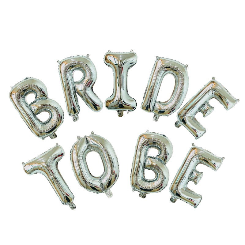 Set Baloane din Folie Metalizata, Flippy, Model Bride to Be, Litere de 40 cm, Baloane Party, Ambalaj Individual, Pai Inclus, Umflare cu Aer sau Heliu, Argintiu [1]