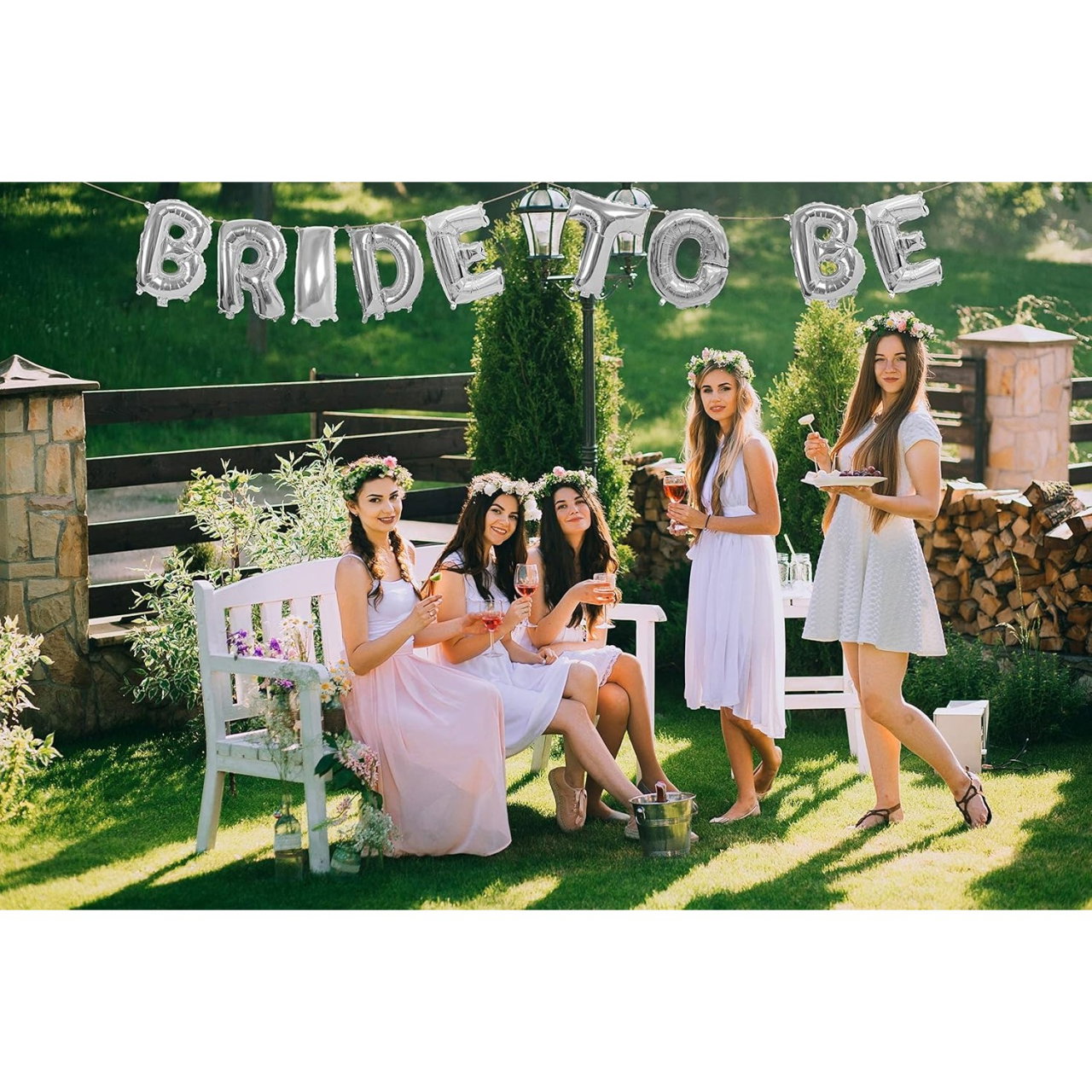 Set Baloane din Folie Metalizata, Flippy, Model Bride to Be, Litere de 40 cm, Baloane Party, Ambalaj Individual, Pai Inclus, Umflare cu Aer sau Heliu, Argintiu [7]