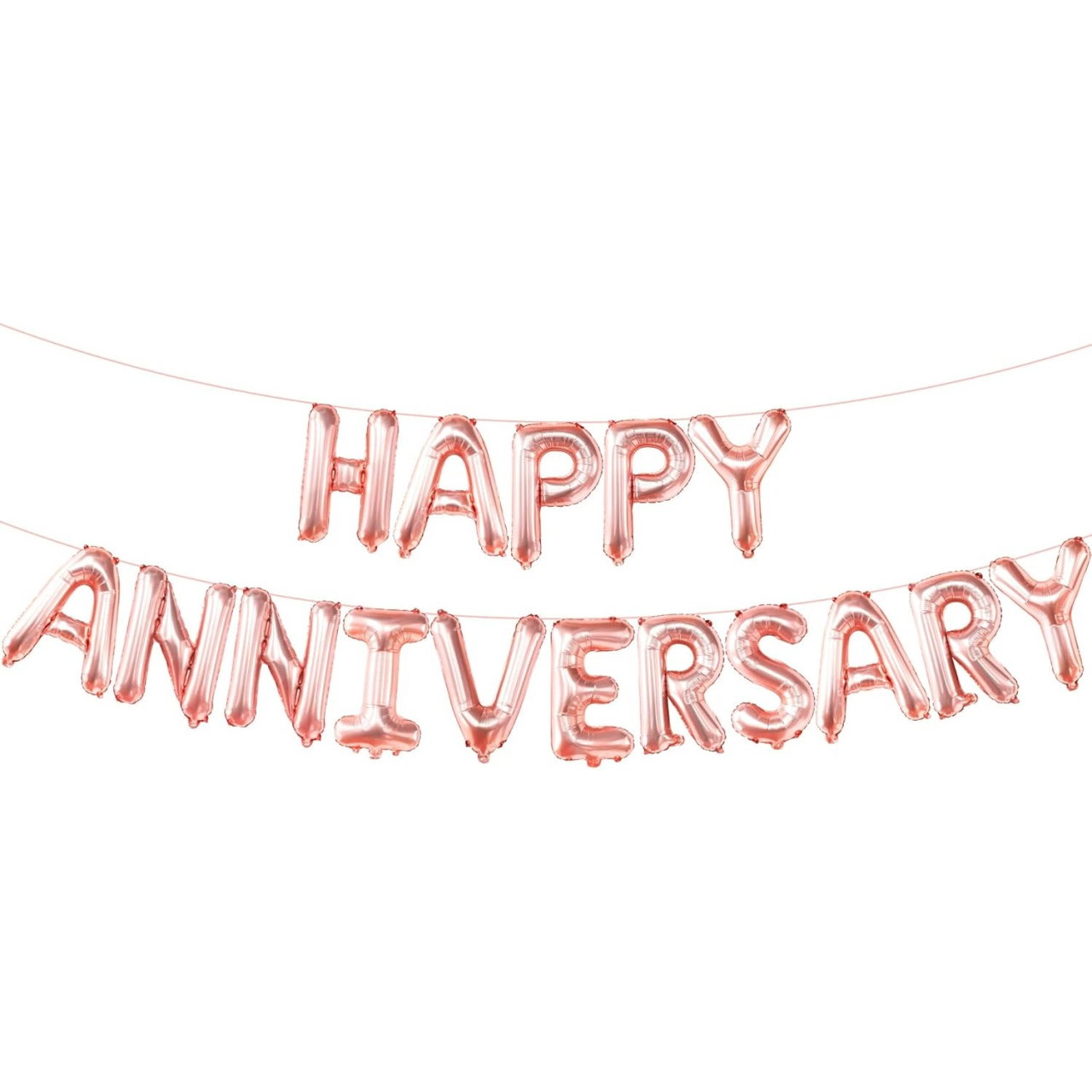 Set Baloane din Folie Metalizata, Flippy, Model Happy Anniversary, Litere de 40 cm, Baloane Party, Ambalaj Individual, Pai Inclus, Umflare cu Aer sau Heliu, Roz [7]