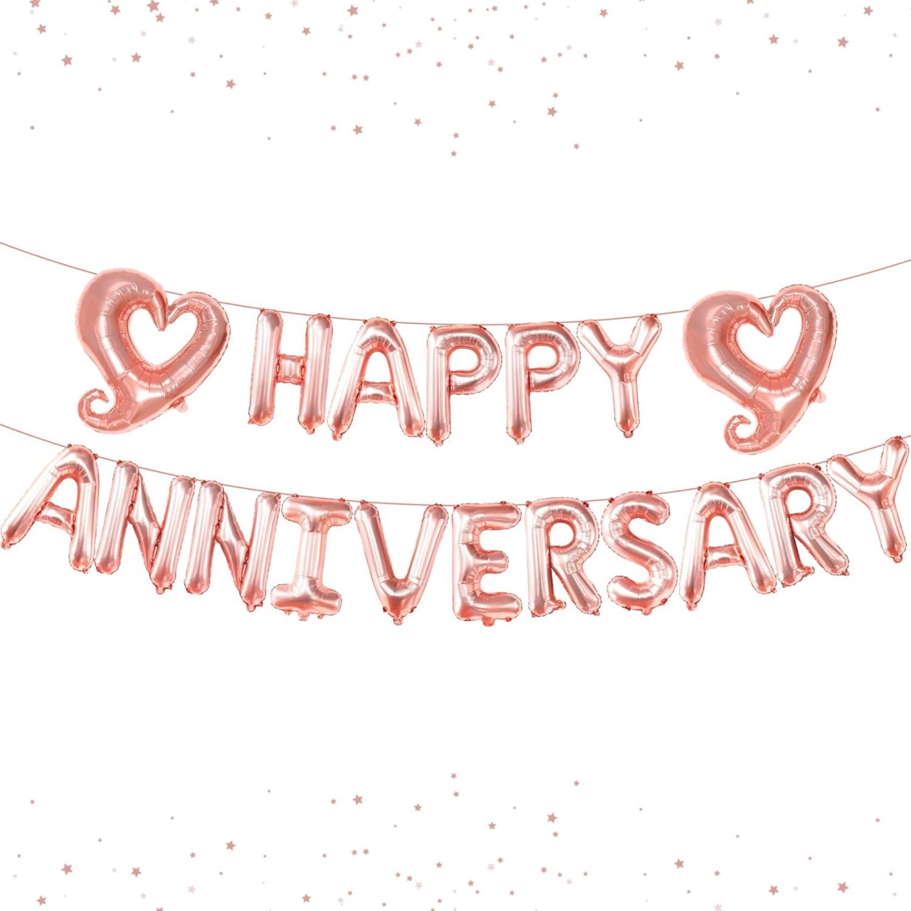 Set Baloane din Folie Metalizata, Flippy, Model Happy Anniversary, Litere de 40 cm, Baloane Party, Ambalaj Individual, Pai Inclus, Umflare cu Aer sau Heliu, Roz [14]