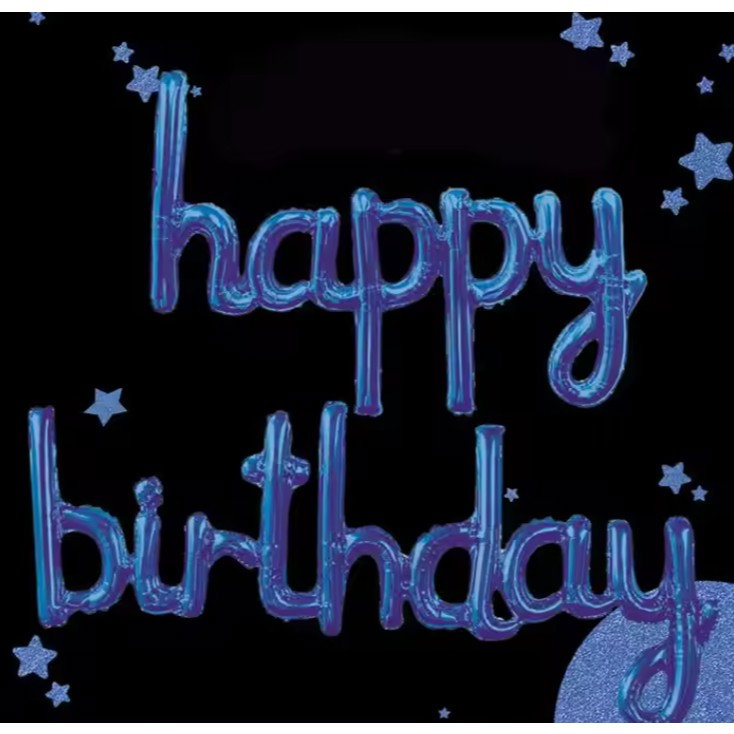 Set Baloane din Folie Metalizata, Flippy, Model Happy Birthday, 45x85 cm, 45x124cm, Baloane Party, Ambalaj Individual, Pai Inclus, Umflare cu Aer sau Heliu, Albastru [8]