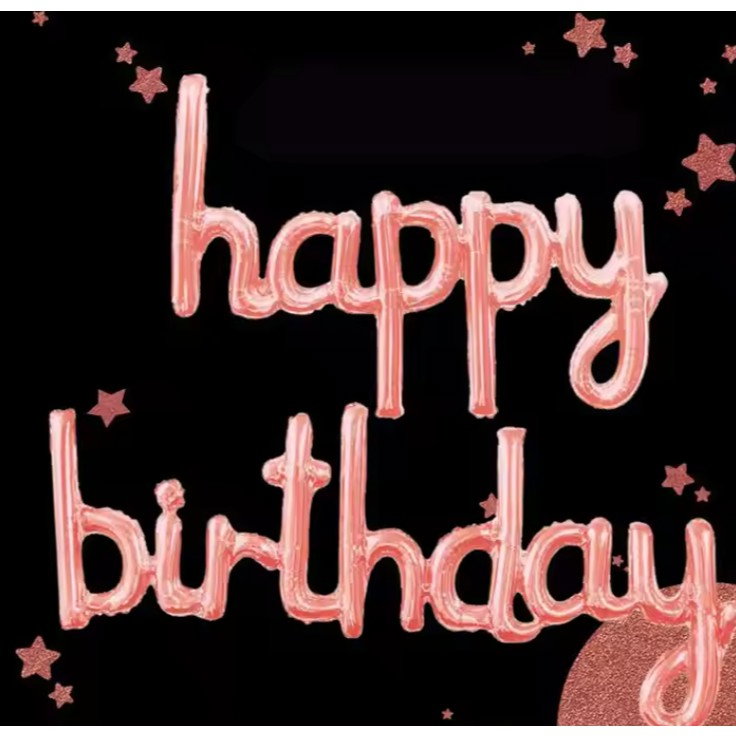 Set Baloane din Folie Metalizata, Flippy, Model Happy Birthday, 45x85 cm, 45x124cm, Baloane Party, Ambalaj Individual, Pai Inclus, Umflare cu Aer sau Heliu, Roz Pal [6]