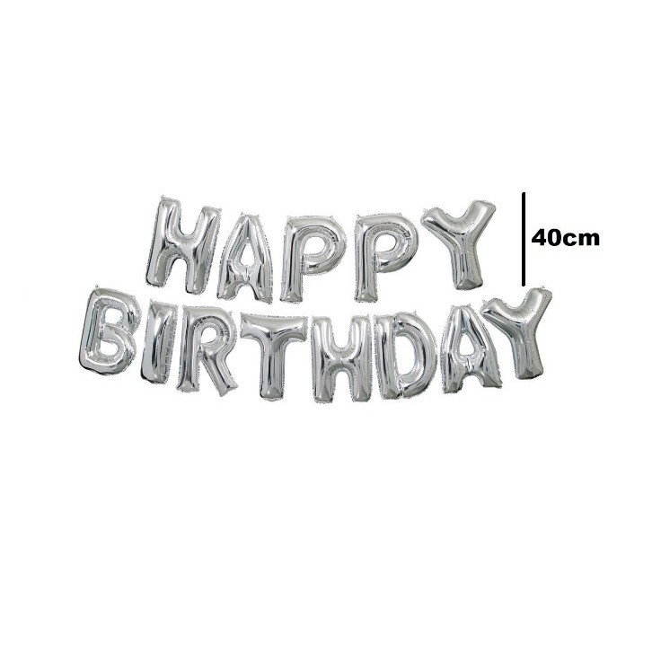 Set baloane folie Flippy, Happy Birthday, 40 cm, argintiu [3]
