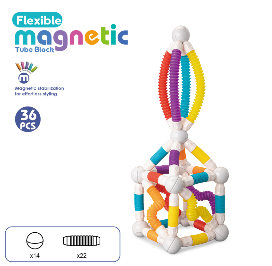 Set de constructie magnetic cu tuburi flexibile (36 piese) [3]