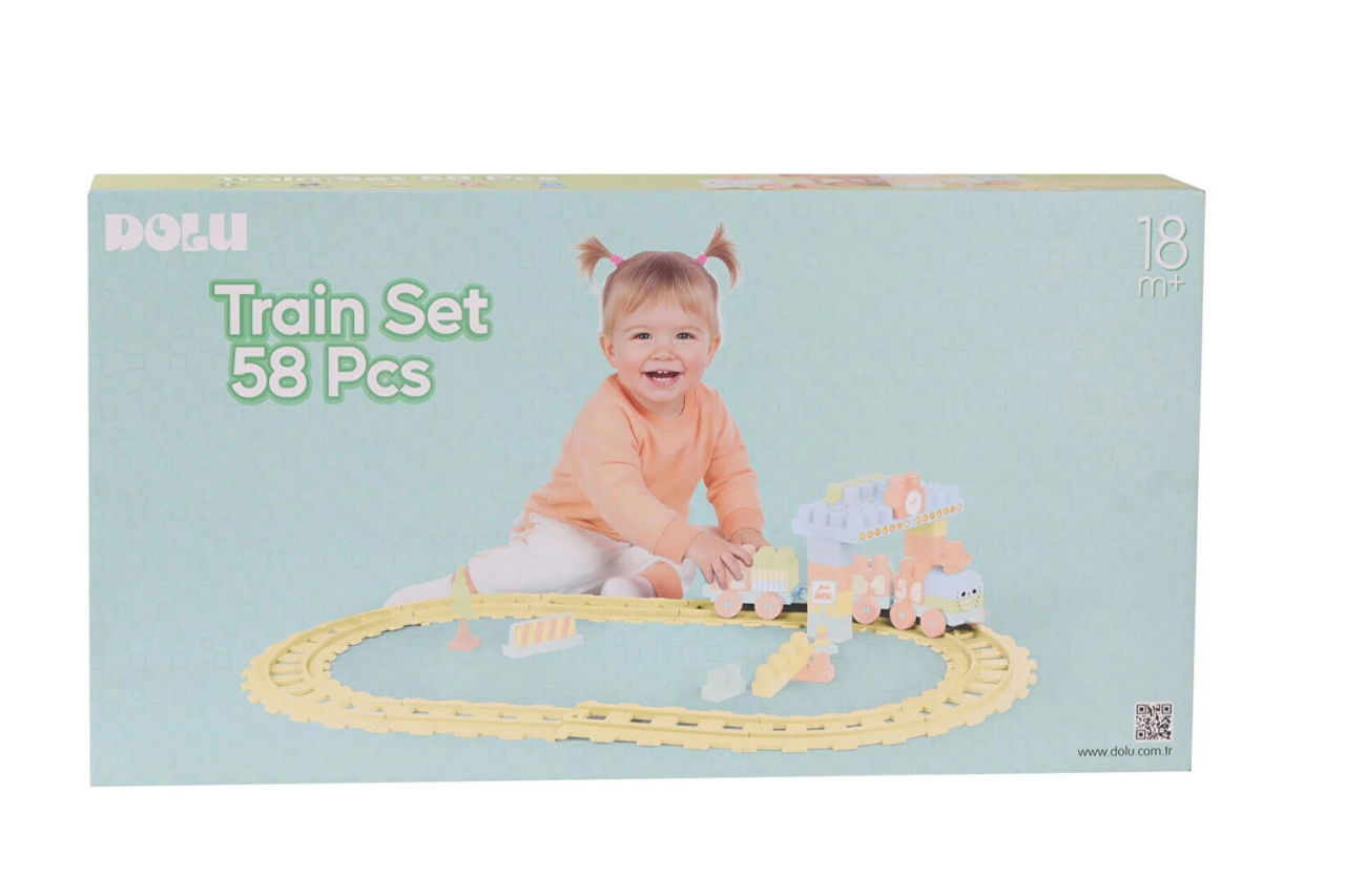 Set de constructii cu trenulet - 58 piese (pastel) [2]