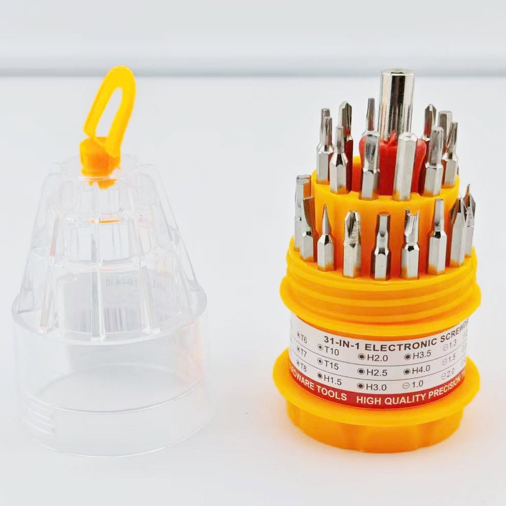 Set de Surubelnite 31-in-1 cu Clichet, Flippy, Set de Uz Casnic pentru Repararea Electronicelor Mici, Maner durabil Izolat Magnetic, 10 x 5 x 5 cm, Galben [6]