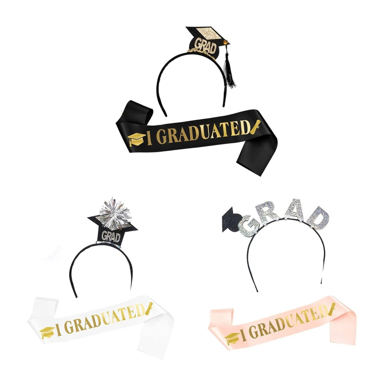 Set din 2 Piese pentru Absolvire, Flippy, Panglica si Coronita, Model I Graduated, Negru [4]