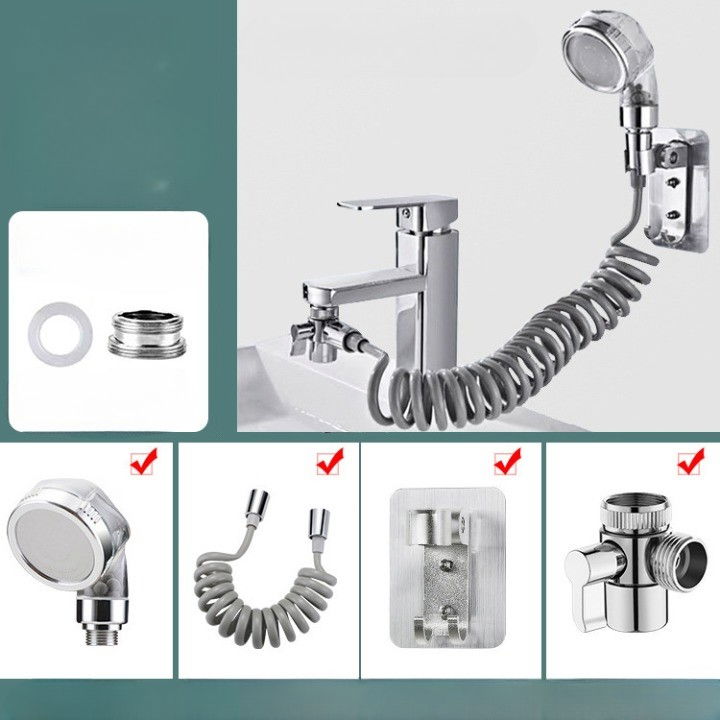 Set Extensie de Dus, Flippy, pentru Baterie Baie sau Bucatarie, 4 Piese, Filtru de Ioni Negativi, Furtun Flexibil de 1.5 Metri, Argintiu [5]