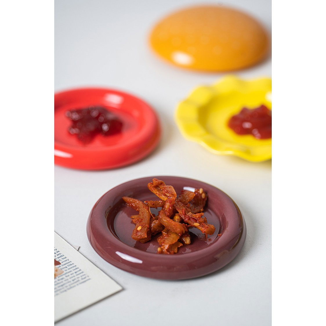 Set Farfurii Ceramice sub Forma de Burger, din Ceramica, pentru Sosuri si Gustari, Mini Farfurii Stivuibile, Multicolor [6]