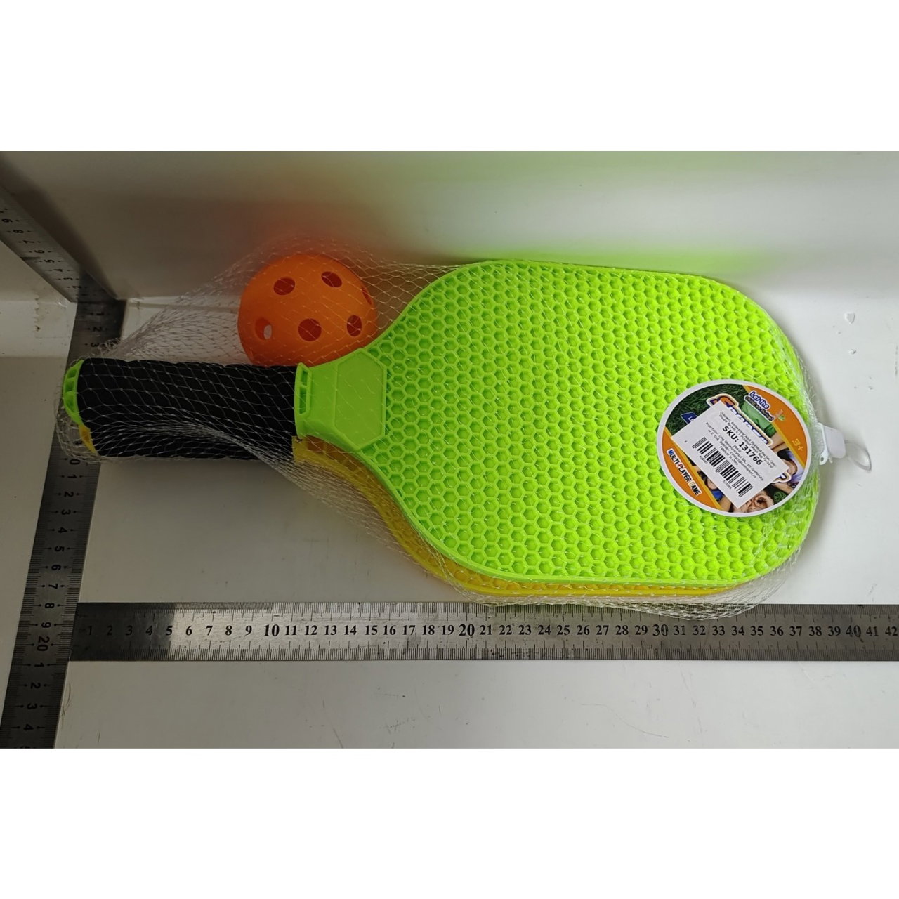 Set Joc de Ping-Pong, Flippy, 2 Palete, 1 Minge, + 6 Ani, 37.5 x 18 x 3 cm, Galben/Verde [7]