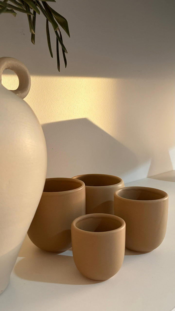 Set pahare ceramice cafea 4 dimensiuni | Glazurate manual premium [1]