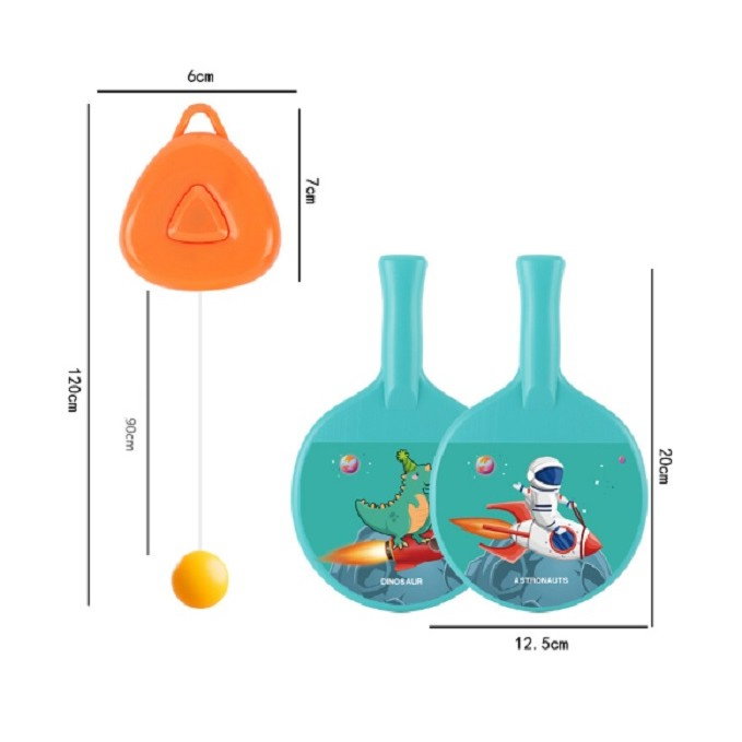 Set Palete pentru Tenis de Masa, Flippy, pentru Copii, Accesoriu de Agatat Inclus, 2 Mingi, Design Animat, Albastru [9]