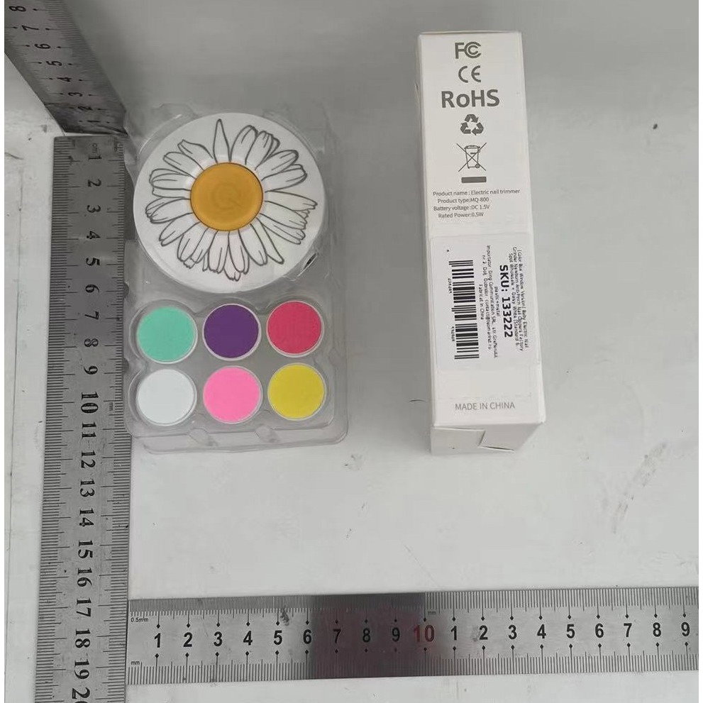 Set Pila Electrica pentru Copii si Bebelusi, Flippy, ABS, Incarcare USB, Model cu Flori, 6 Accesorii, cu Lumina LED, Alb [7]