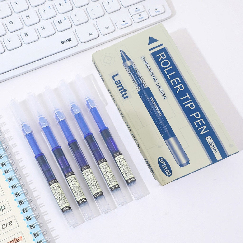 Set Pixuri Profesionale cu Bila, Flippy, pe Baza de Apa Set 12 bucati, Varf Ascutit de 0.5 mm, Pentru Scoala sau Birou, Albastru  [4]