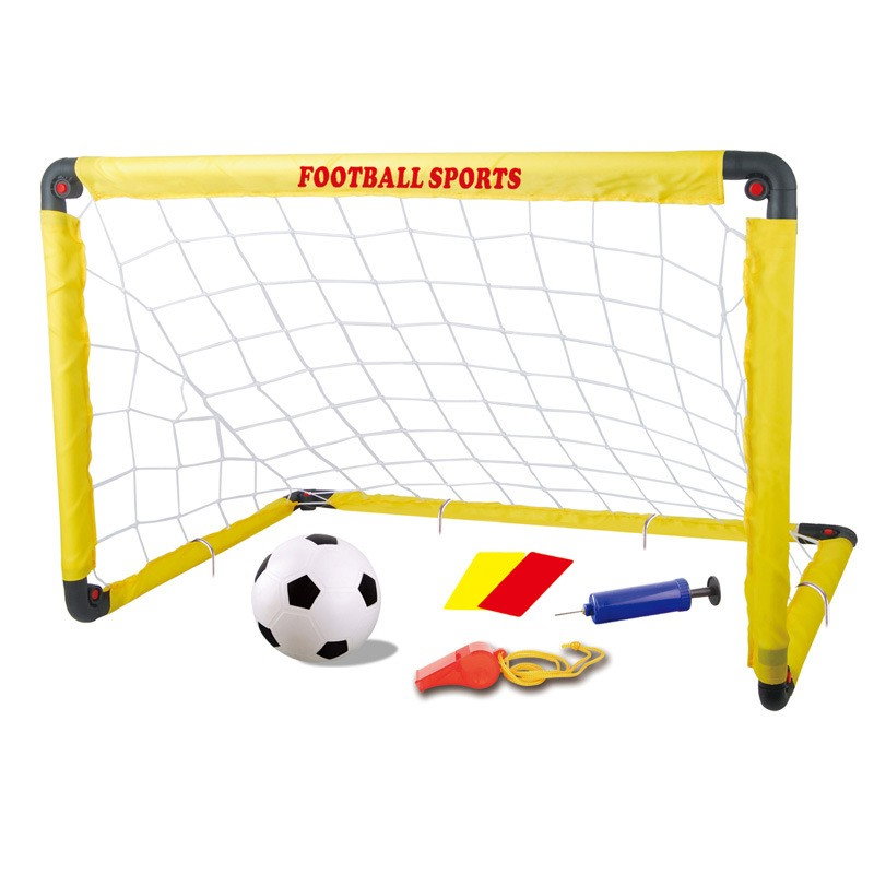 Set Poarta de Fotbal pentru Copii, Flippy, 80x120 cm, Minge, Cartonase, Pompa, Fluier, Interactiv, Distractiv, Galben [1]