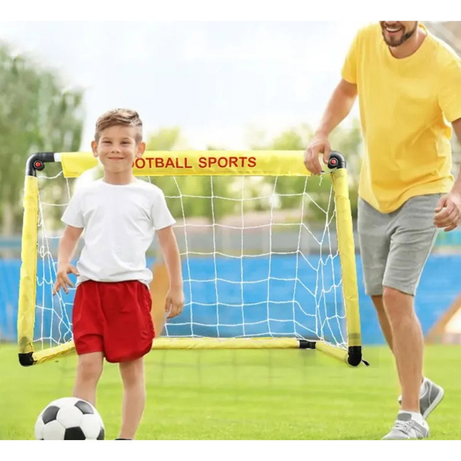 Set Poarta de Fotbal pentru Copii, Flippy, 80x120 cm, Minge, Cartonase, Pompa, Fluier, Interactiv, Distractiv, Galben [5]