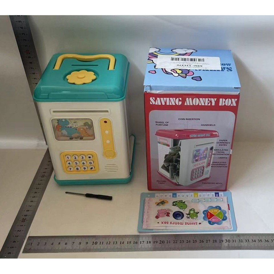 Set Pusculita pentru Copii, Flippy, Tip ATM, Parola cu Amprenta, 13.5 x 11.5 x 20 cm, Albastru [5]