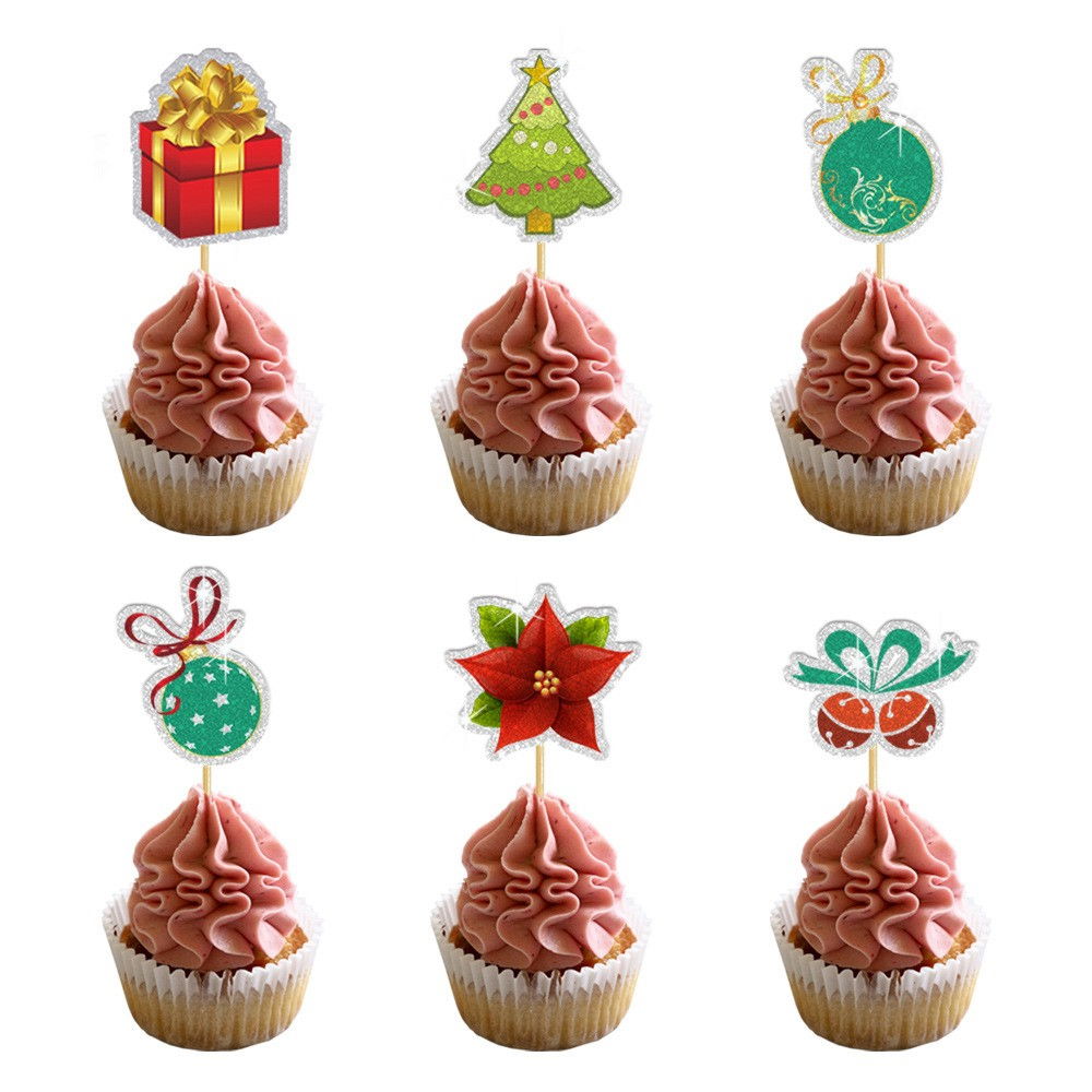 Set Toppere pentru Tort si Prajituri, Flippy, Tematica Craciun, Model Mare Scris Merry Christmas 15.5x14.3 cm, 6 Toppere Mici Modele Variate 5x5 cm, Multicolor [3]