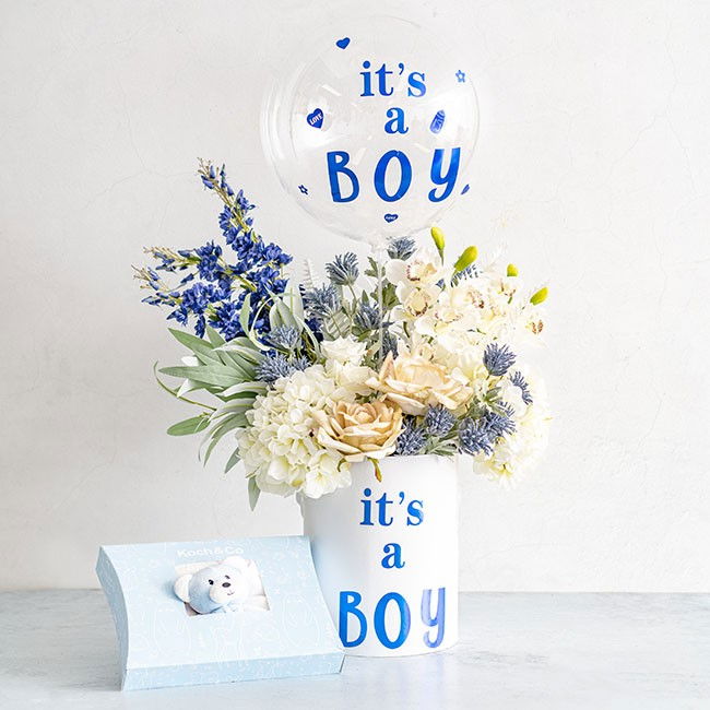 Sticker Autocolant, Flippy, Tematica Gender Reveal, Model Scris It's a Boy, 19.5x27.5 cm, Albastru [3]